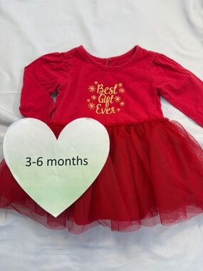 The Children's Place - Red Tulle Dress with Gold Print